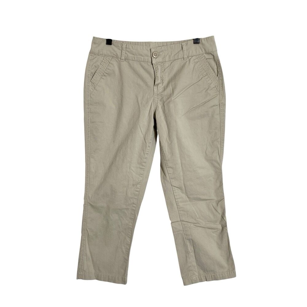 Maurices Capri Crop Pants Womens 9/10 Tan Beige Khaki Chino Casual Mid Rise